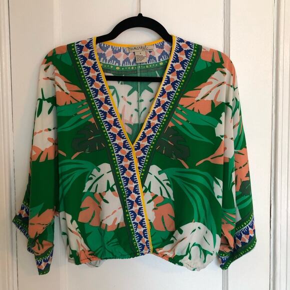 Flying Tomato Free Market Palm Dreams Leaf Print Kimono Top - Picture 3 of 5